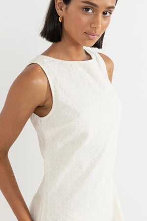 Rhythm Porto Eyelet Mini Dress Natural
