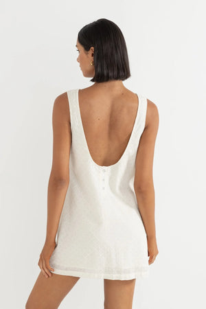 Rhythm Porto Eyelet Mini Dress Natural