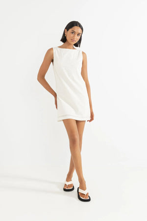 Rhythm Porto Eyelet Mini Dress Natural