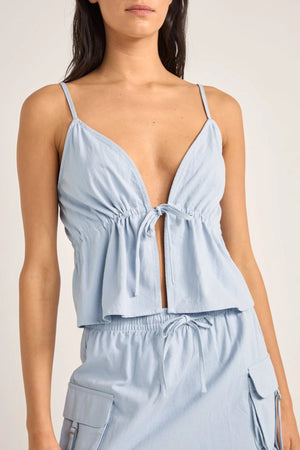 Rhythm Dolly Ruffle Top Dusty Blue