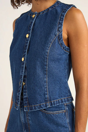 Rhythm Gia Denim Vest Indigo