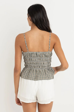 Rhythm Antibes Plaid Top Olive