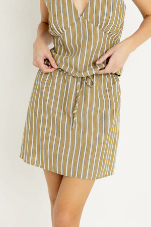 Rhythm Lenny Drawcord Skirt Olive