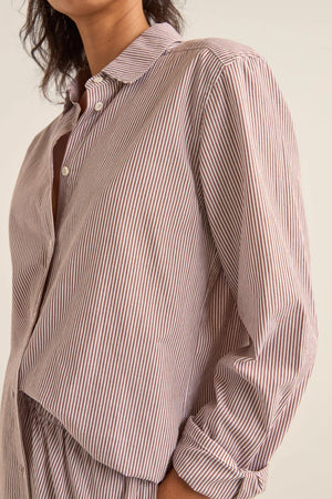 Rhythm Zephyr Stripe Beach Shirt Chocolate