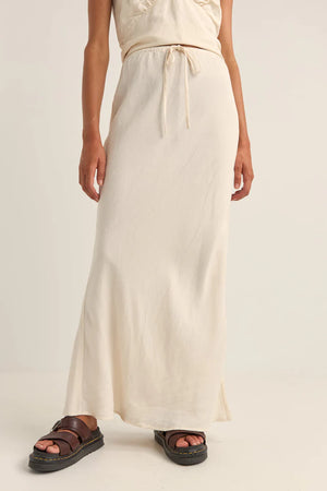 Rhythm Bias Cut Maxi Skirt Cream