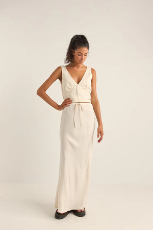 Rhythm Bias Cut Maxi Skirt Cream