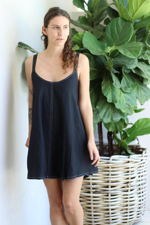 Eb & Ive Indica Tank Mini Dress Ebony/Salt