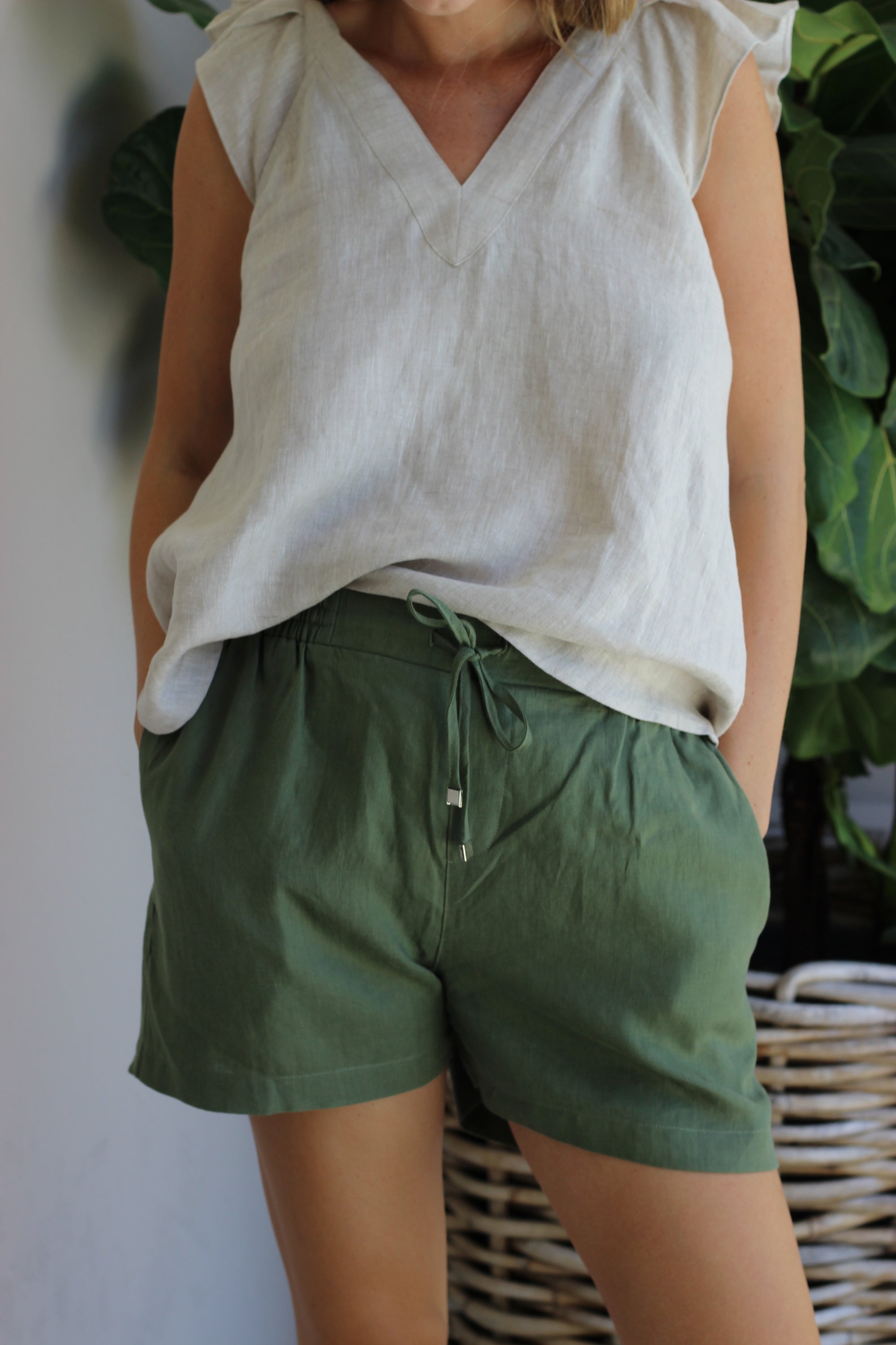 Haven Noosa Relaxed Shorts Dark Fern