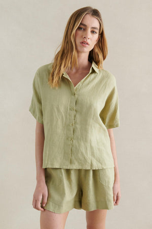 little lies linen short sage