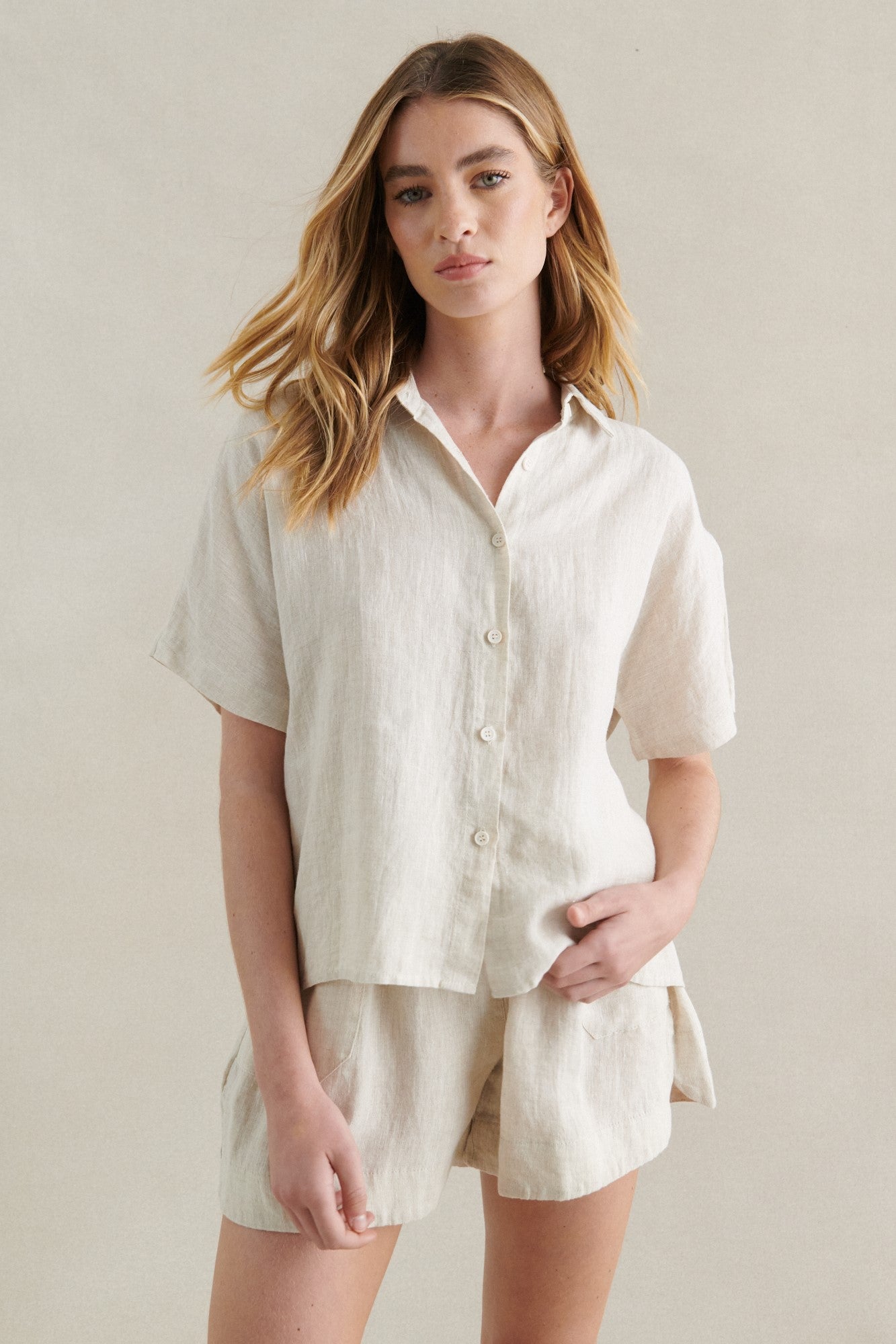 Little Lies Bronte Shirt and shorts Natural