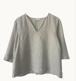 Little Lies Andrea Linen Top Beige