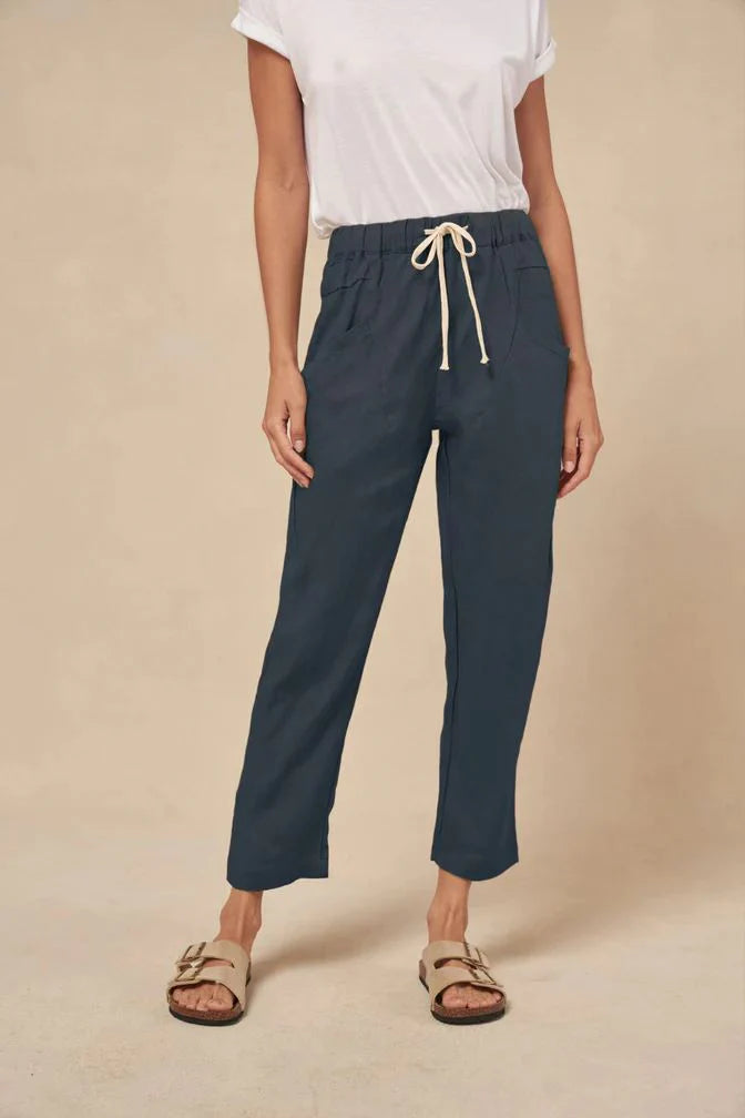 Little Lies Luxe Linen Pants Navy