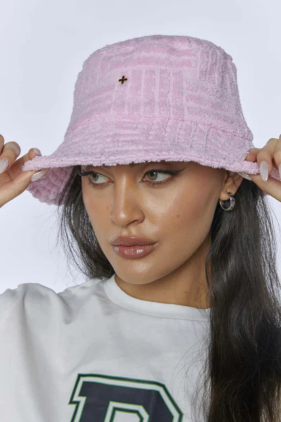 Peta + Jain Soleil Striped Toweling Bucket Hat Pink