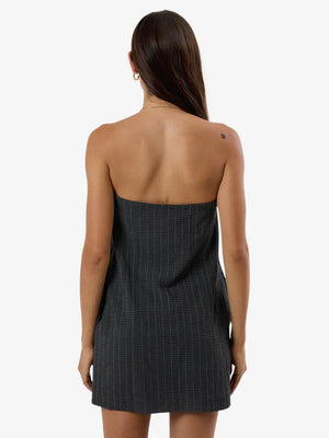 Thrills Colby Strapless Dress Charcoal Pinstripe