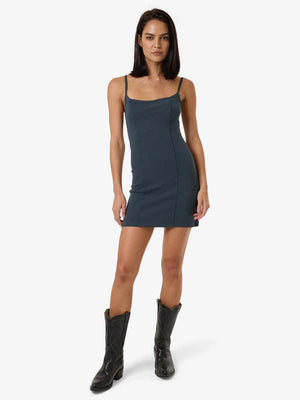 Thrills Rib Seam Mini Dress Dark Slate