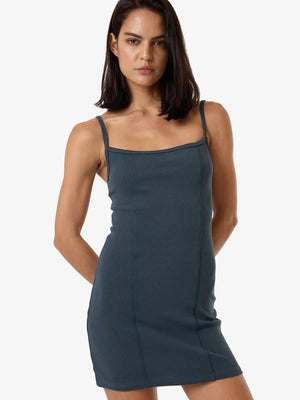 Thrills Rib Seam Mini Dress Dark Slate