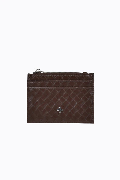 Peta + Jain Ivy CC Wallet With Zip Chocolate Weave/Silver