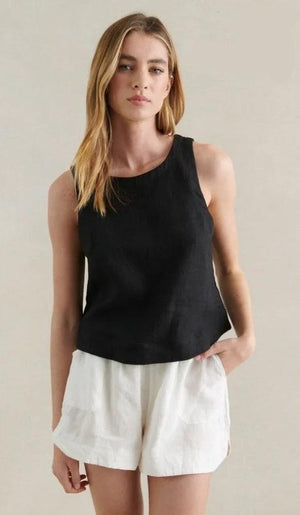 Little Lies Jude Linen Top Black