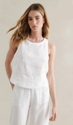 Little Lies Jude Linen Top White