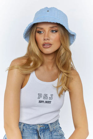 Peta + Jain Soleil Striped Toweling Bucket Hat Blue