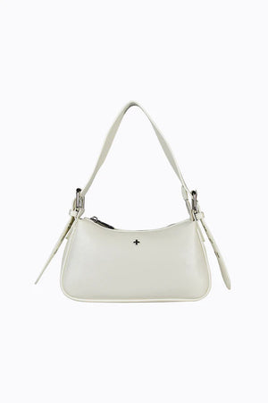 Peta + Jain Queen Buckle Shoulder Bag White Crinkle/Silver