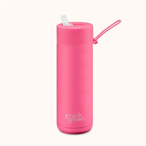 Frank Green 20oz S/S Ceramic Reusable Bottle Straw Lid Neon Pink