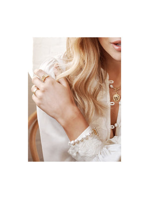 Angels Whisper Pearl T-Bar Gold Plated Bracelet