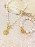 Angels Whisper Pearl T-Bar Gold Plated Bracelet