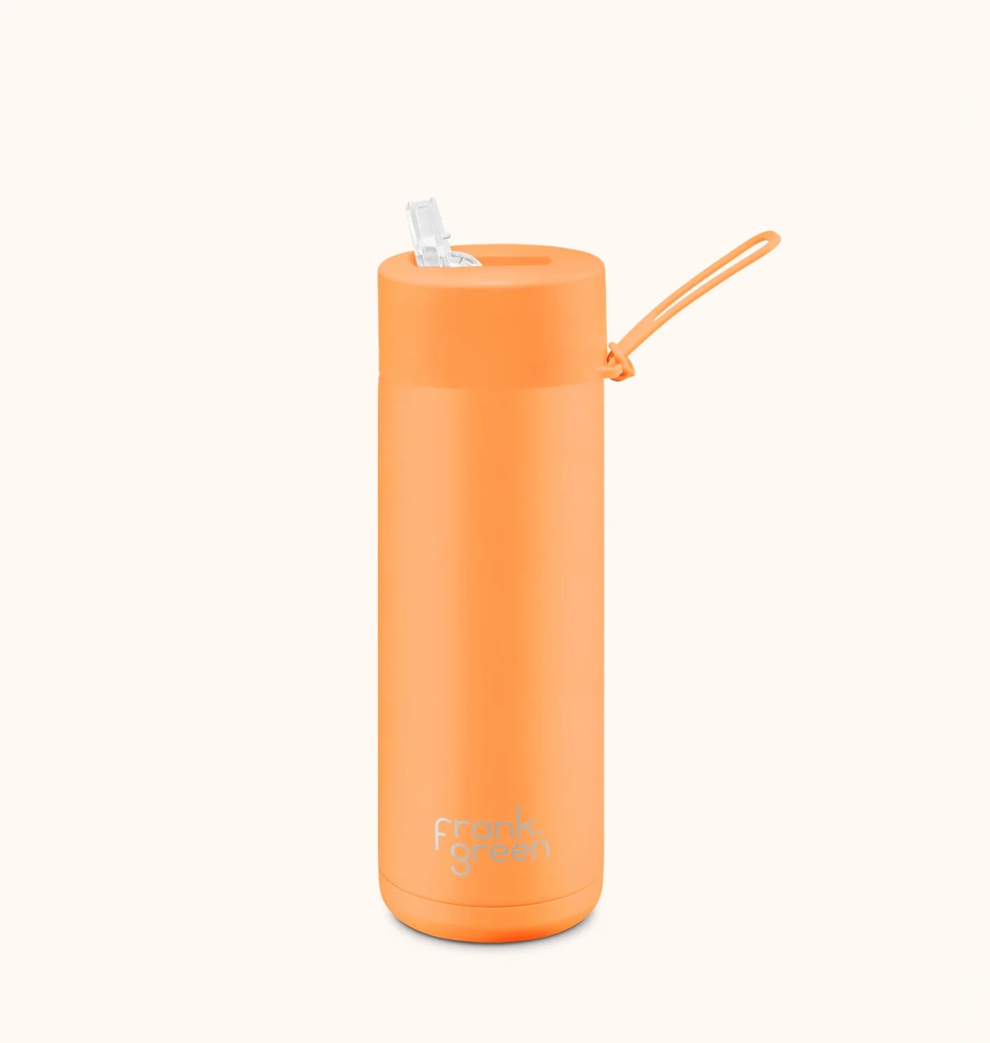 Frank Green 20oz S/S Ceramic Reusable Bottle Straw Lid Neon Orange