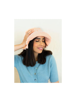 Angels Whisper Darcy Frayed Bucket Hat Peach