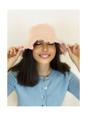 Angels Whisper Darcy Frayed Bucket Hat Peach