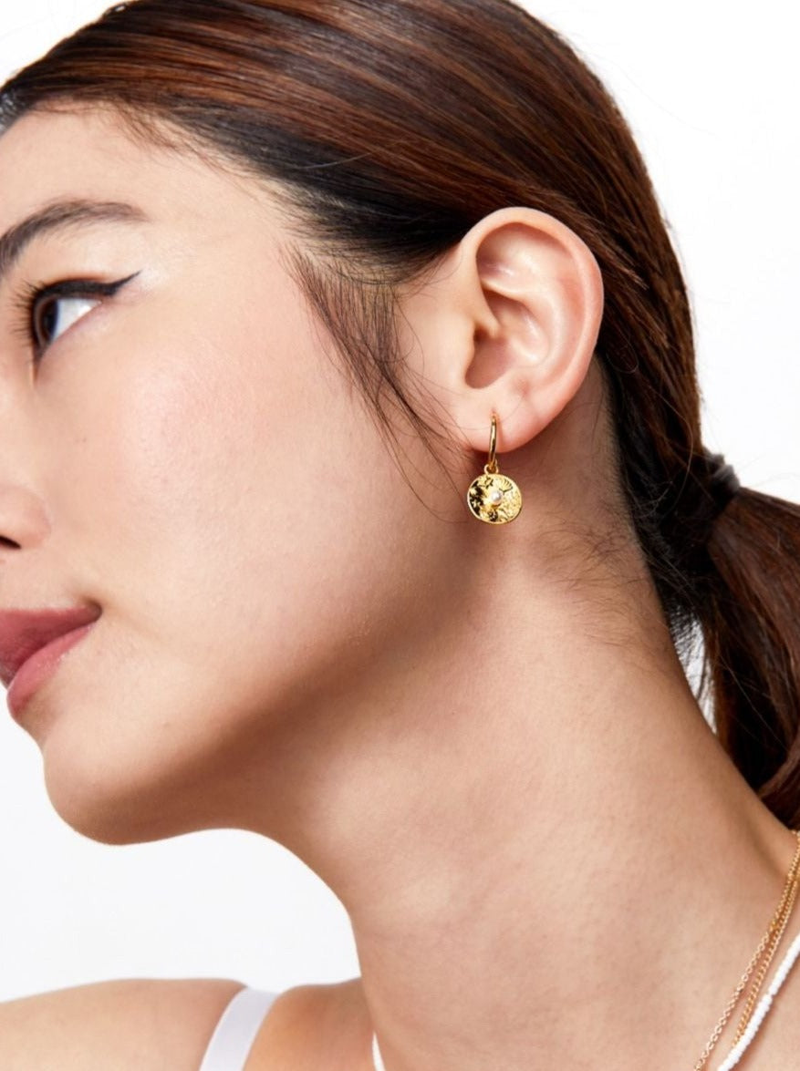 Angels Whisper Millia Gold Plated Coin Earring